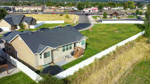 Aerial perspective of suburban area