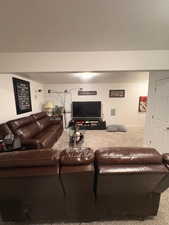 Living room featuring carpet flooring