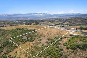 View of property location featuring property parcel outlined and a mountain backdrop