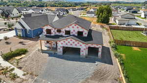 Aerial perspective of suburban area
