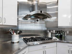 Stainless Back splash, Gas Range Top