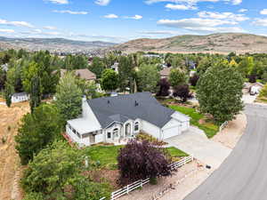 Bird's eye view of mountains to the west