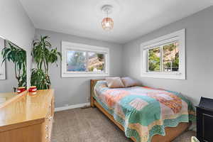 Carpeted bedroom with multiple windows