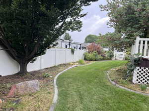 View of fenced backyard