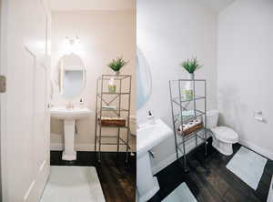 Bathroom featuring dark wood finished floors