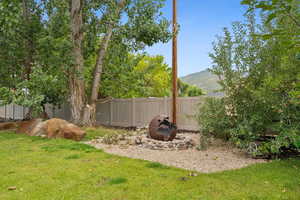 View of yard with a mountain view