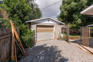 View of detached garage