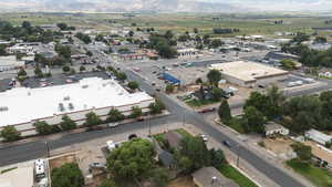 Drone / aerial view of a mountainous background