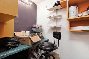 Office area with a textured wall