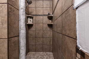 Bathroom view of a stall shower