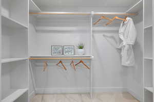 Spacious closet featuring carpet flooring