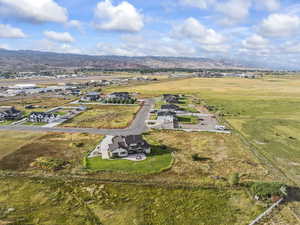 Aerial view of a mountain backdrop