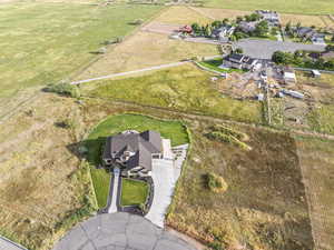 Aerial overview of property's location featuring rural landscape