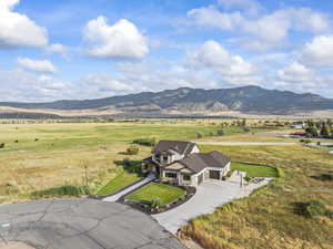 View of mountain background with rural landscape