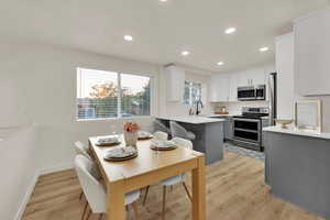 Dining space and kitchen