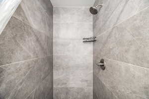 Bathroom view of tiled shower