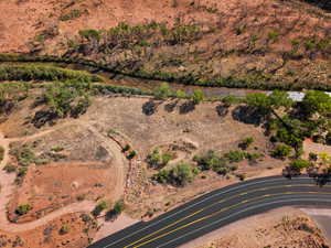 Aerial overview of property's location with rural landscape