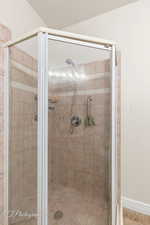 Bathroom with a stall shower