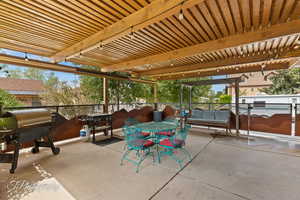 View of patio / terrace featuring a grill and outdoor dining space