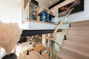 Stairs with wood finished floors