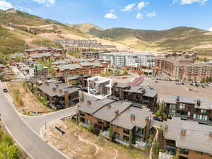 Bird's eye view of a mountainous background