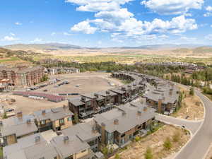 Drone / aerial view of a mountain backdrop