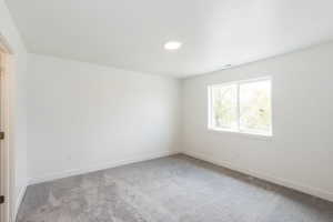Primary Suite with carpet floors and baseboards