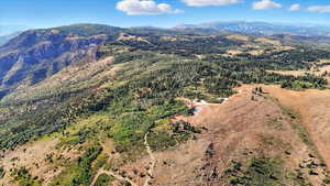 Aerial view of a mountain backdrop