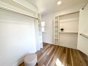 Primary bedroom suite with large walk-in closet