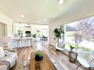 So much light coming in from all of the large windows