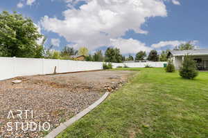 View of fenced backyard
