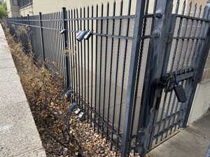 Exterior view of a gate with lock box