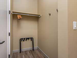 Spacious closet with wood finished floors