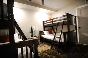 Bedroom featuring a ceiling fan