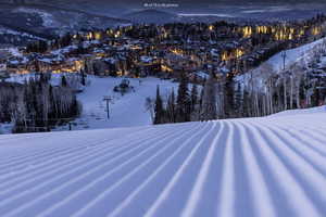 Skiing, village view