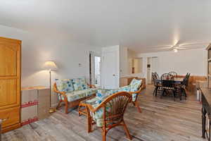 Sitting room with light wood-style flooring