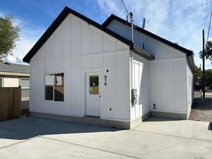 View of front of house featuring board and batten siding