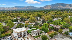 Aerial view of a mountainous background