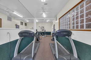 Gym with carpet floors