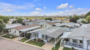 Aerial perspective of suburban area
