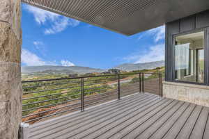 Wooden terrace with a mountain view