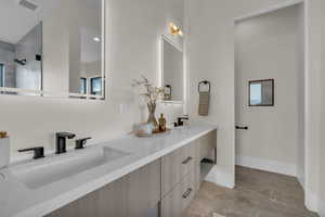 Full bath with double vanity and walk in shower