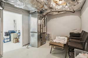 Below grade area with heating unit