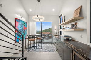 This level offers a fun place to entertain inside or out.