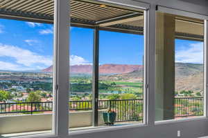 Detailed view of a water and mountain view