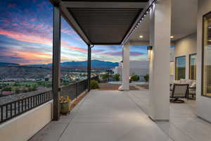 View of patio / terrace featuring a mountain view