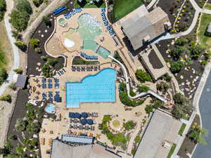 Aerial view of a pool