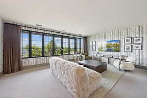 View of carpeted living area