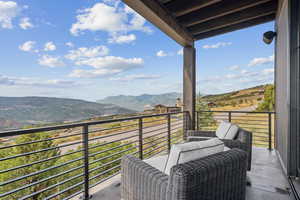 Balcony with a mountain view