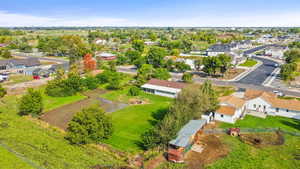 Aerial perspective of suburban area